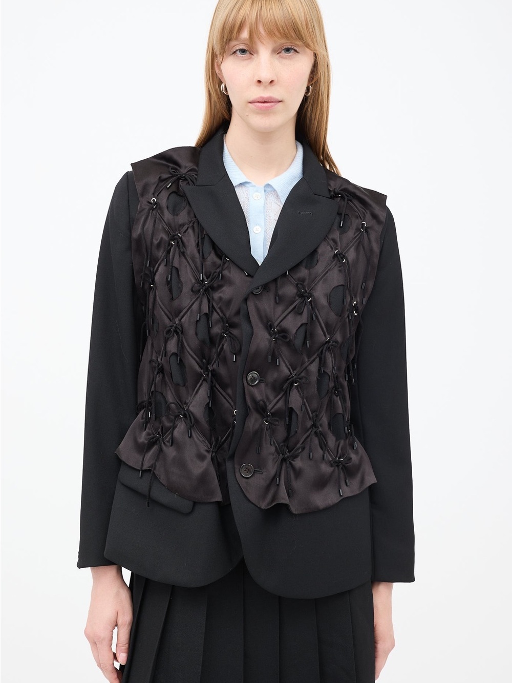 noir kei ninomiya Black Satin-Embellished Blazer